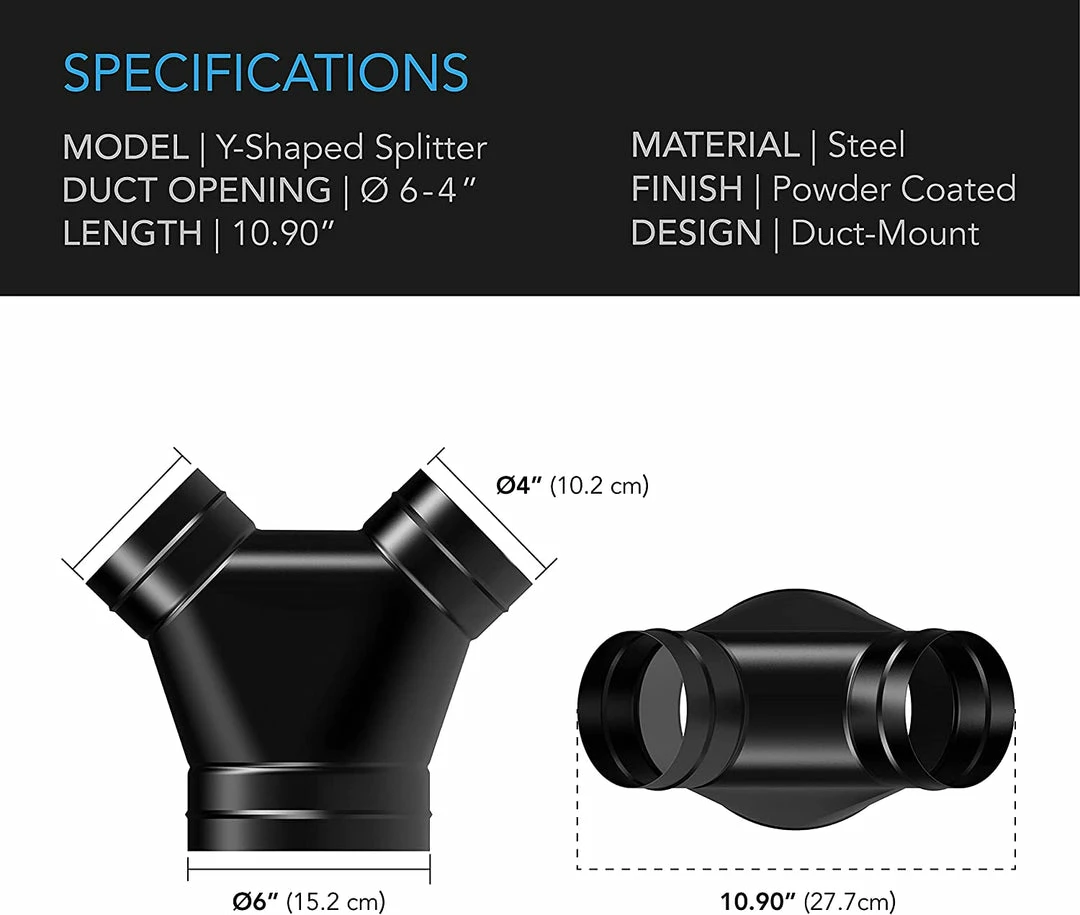 Budget ๐งจ AC Infinity | Steel 3-Way Duct Splitter | 6 INCH To 4 INCH โจ 2 AC Infinity | Steel 3-Way Duct Splitter | 6 INCH To 4 INCH