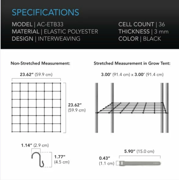 Buy ⭐ AC Infinity | Grow Tent Trellis Flex Netting | 3' X 3' ✔️ 2 AC Infinity | Grow Tent Trellis Flex Netting | 3' X 3'