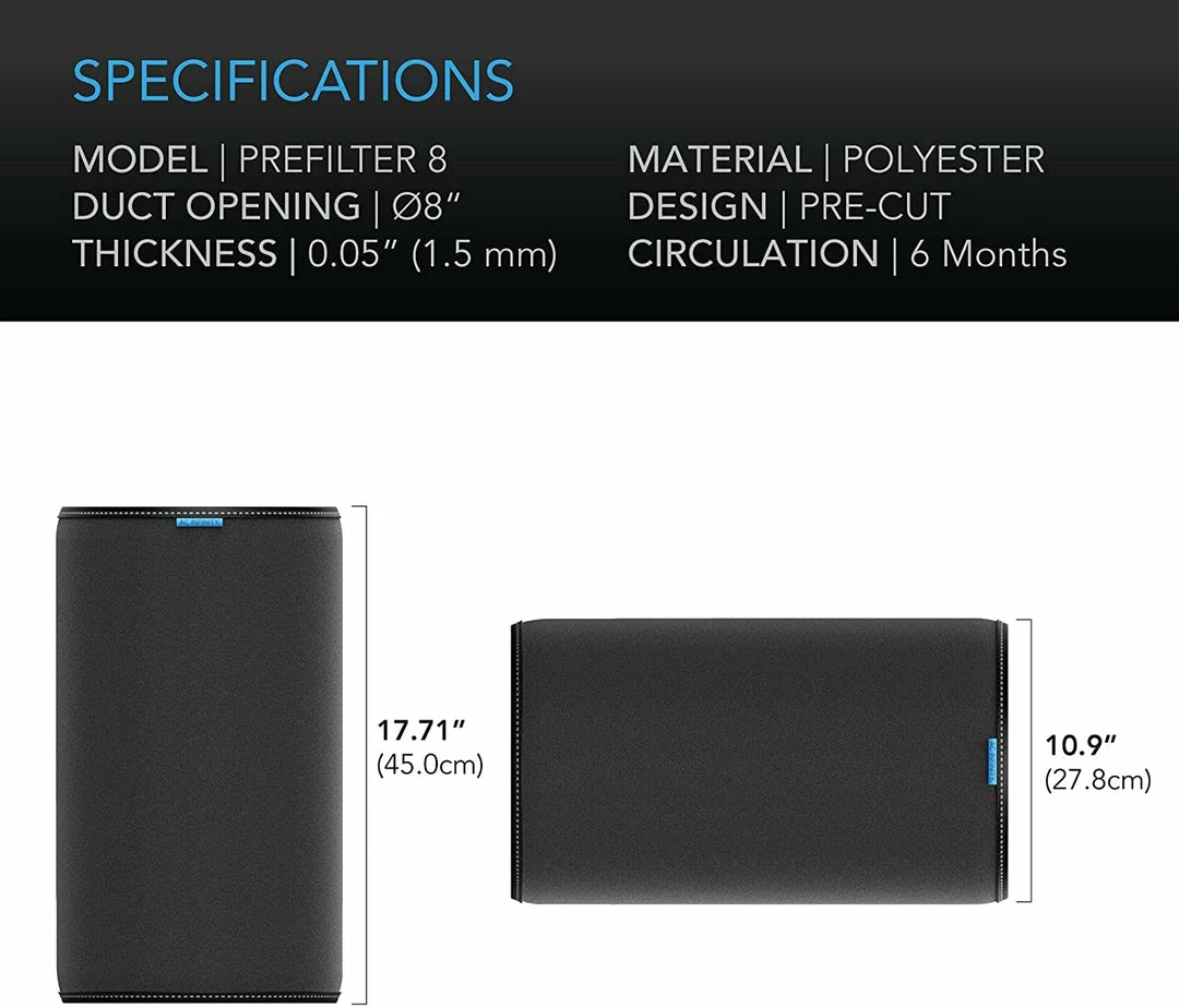 Wholesale 🌟 AC Infinity | Pre-Filter Cloth For Inline Carbon Filter | 8-INCH, 2-PACK Ventilation & CO2 ✔️ 4 AC Infinity | Pre-Filter Cloth For Inline Carbon Filter | 8-INCH, 2-PACK Ventilation & CO2