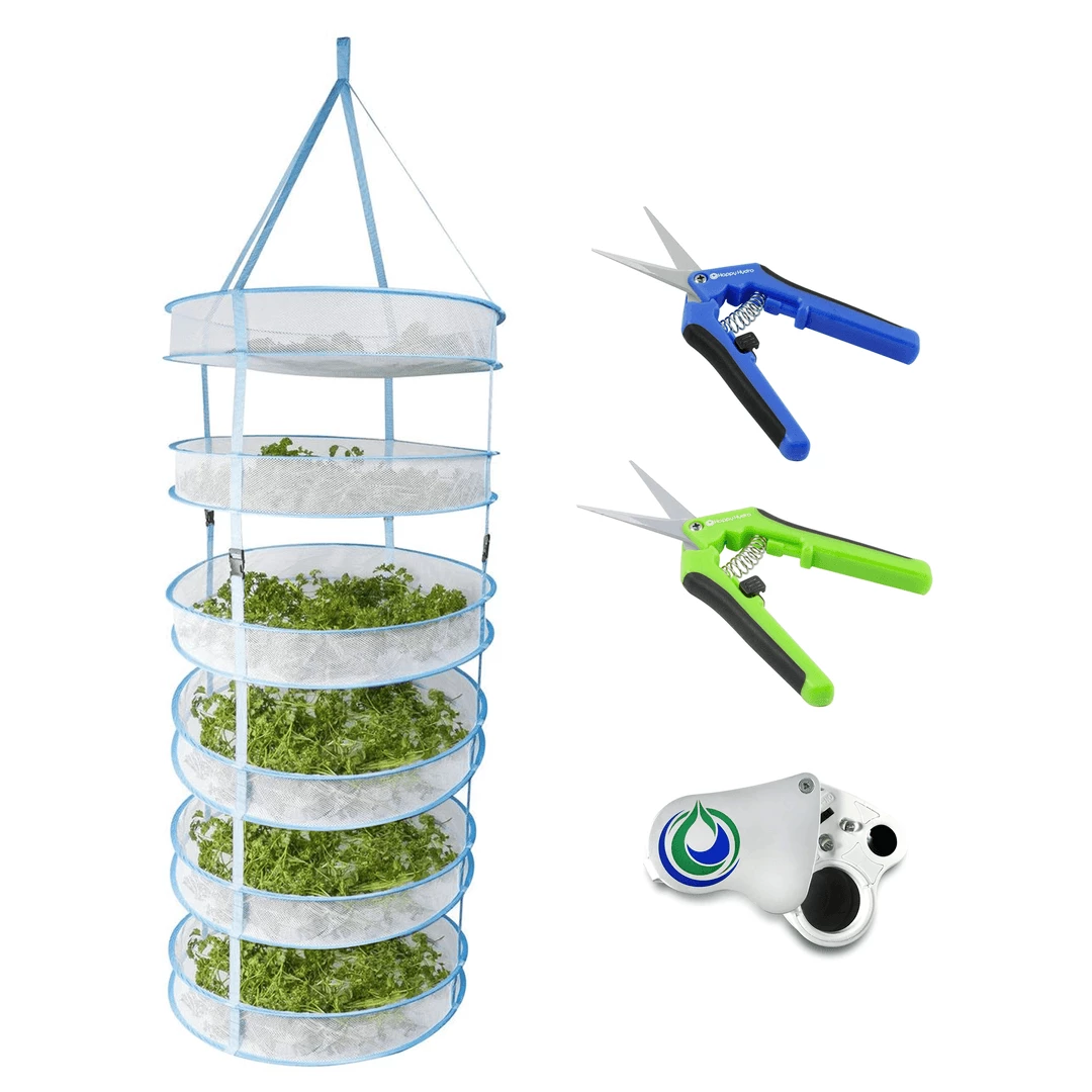 Discount 👏 Happy Hydro | Trimming & Drying Kit | 6-Tier Drying Rack Bundle | Trimming Scissors | LED Loupe Harvest & Essentials 🌟 1 Happy Hydro | Trimming & Drying Kit | 6-Tier Drying Rack Bundle | Trimming Scissors | LED Loupe Harvest & Essentials