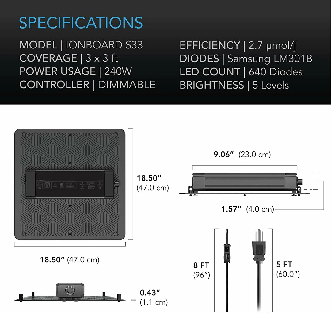 Discount 🌟 AC Infinity | Ionboard S33 Full Spectrum Grow Light | 240W | 3’ X 3’ ✔️ 7 AC Infinity | Ionboard S33 Full Spectrum Grow Light | 240W | 3’ X 3’
