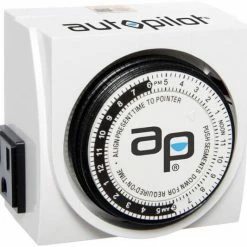 Grow Lights Autopilot Dual-Outlet Analog Grounded Timer, 1725W, 15A, 15-Minute On/Off, 24 Hour