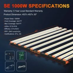 Outlet 👏 Grow Lights Spider Farmer® | SE1000W CO2 LED Grow Light | 1000W | 5' X 5' 👍 16 Grow Lights Spider Farmer® | SE1000W CO2 LED Grow Light | 1000W | 5' X 5'