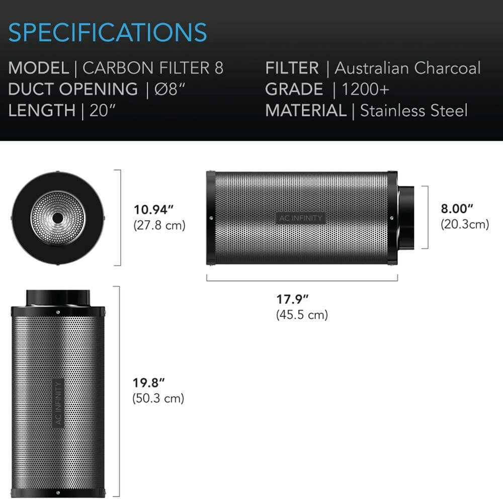 Best Pirce 👍 AC Infinity Duct Carbon Filter, Australian Charcoal, 8-Inch Your Grow Room ⭐ 2 AC Infinity Duct Carbon Filter, Australian Charcoal, 8-Inch Your Grow Room