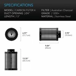 AC Infinity Duct Carbon Filter, Australian Charcoal, 4-Inch Your Grow Room