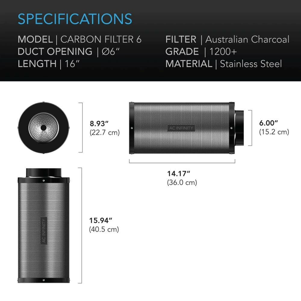Budget โจ AC Infinity Duct Carbon Filter, Australian Charcoal, 6-Inch ๐งจ 6 AC Infinity Duct Carbon Filter, Australian Charcoal, 6-Inch