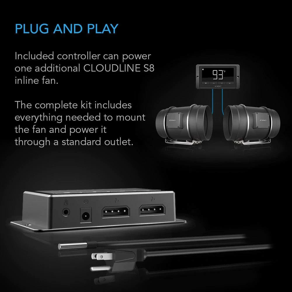 Best Pirce 🤩 AC Infinity Cloudline T8 Inline Duct Fan W/ LCD Temp & Humidity Controller – 8 Inch 😍 4 AC Infinity Cloudline T8 Inline Duct Fan W/ LCD Temp & Humidity Controller – 8 Inch
