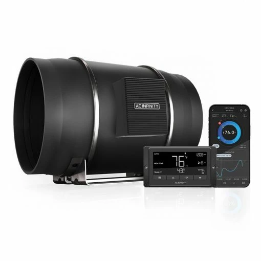 AC Infinity Your Grow Room Cloudline T10 Inline Duct Fan W/ LCD Temp & Humidity Controller – 10 Inch
