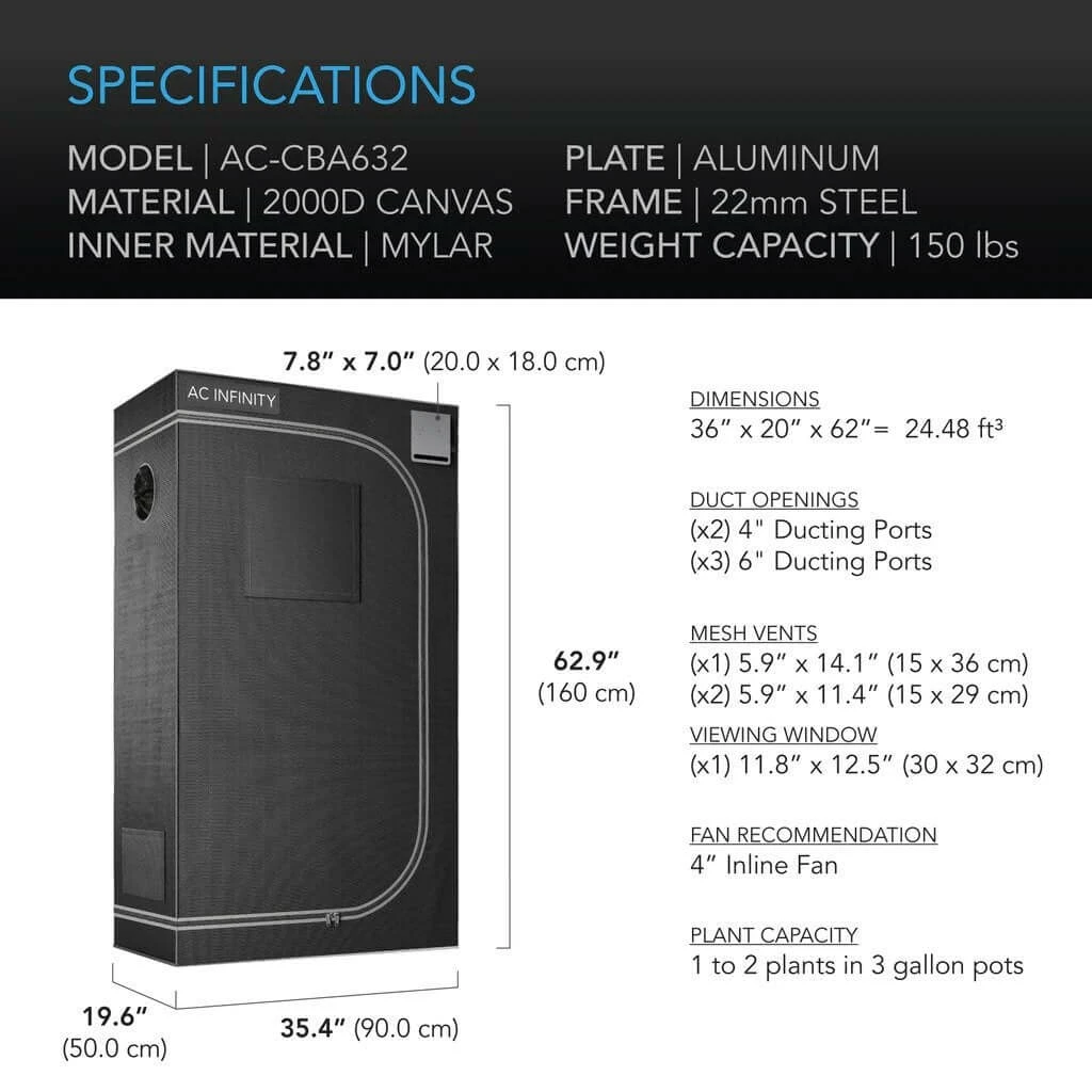 Outlet 👏 AC Infinity CLOUDLAB 632 Grow Tent | 3' X 2' Your Grow Room 🛒 2 AC Infinity CLOUDLAB 632 Grow Tent | 3' X 2' Your Grow Room
