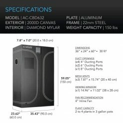 Your Grow Room AC Infinity | CLOUDLAB 632D | 2-in-1 Dual Room Grow Tent | 3' X 2'