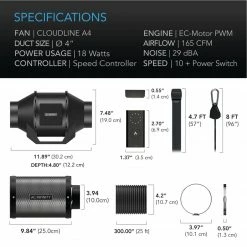 Hot Sale 👍 Your Grow Room AC Infinity | Air Filtration Kit | Cloudline Lite Inline Fan, Carbon Filter, Ducting | 4-Inch 🎁 13 Your Grow Room AC Infinity | Air Filtration Kit | Cloudline Lite Inline Fan, Carbon Filter, Ducting | 4-Inch