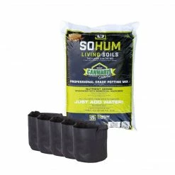 Sohum Living Soil (1.5CF) & 3-Gallon Fabric Pots (5) Planting & Watering