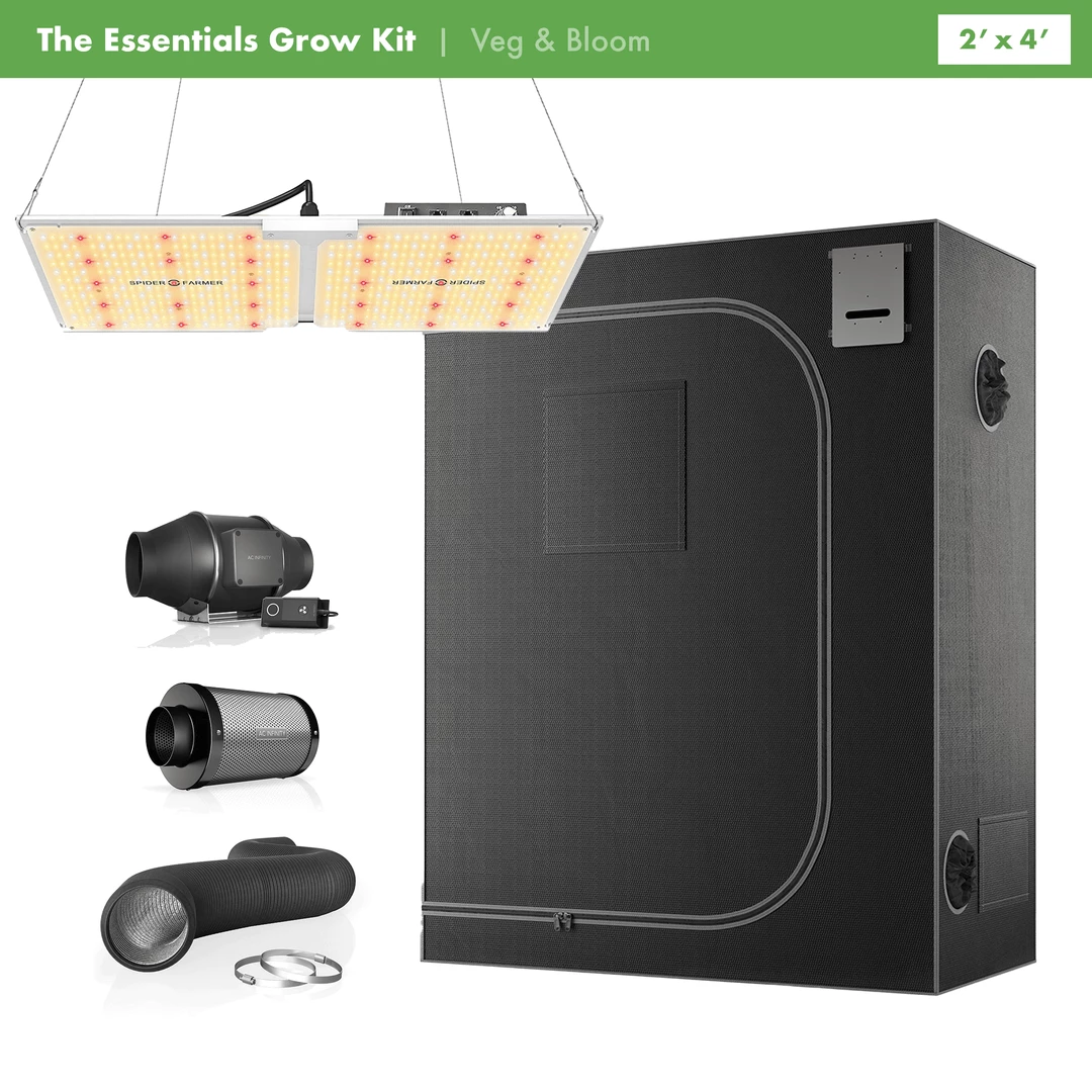 Deals 😍 Happy Hydro 'The Essentials' Grow Kit | Spider Farmer LED | AC Infinity Tent & Ventilation | 2’ X 4’ ✨ 1 Happy Hydro 'The Essentials' Grow Kit | Spider Farmer LED | AC Infinity Tent & Ventilation | 2’ X 4’