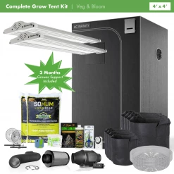 Happy Hydro Beginner Complete Grow Tent Kit | 2x Electric Sky ES-300 LED | 4’ X 4’ Grow Tent Kits