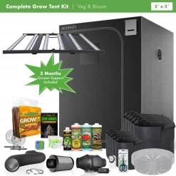 Happy Hydro Beginner Complete Coco Grow Tent Kit | Grower's Choice ROI-E680S LED | 5โ X 5โ Grow Tent Kits