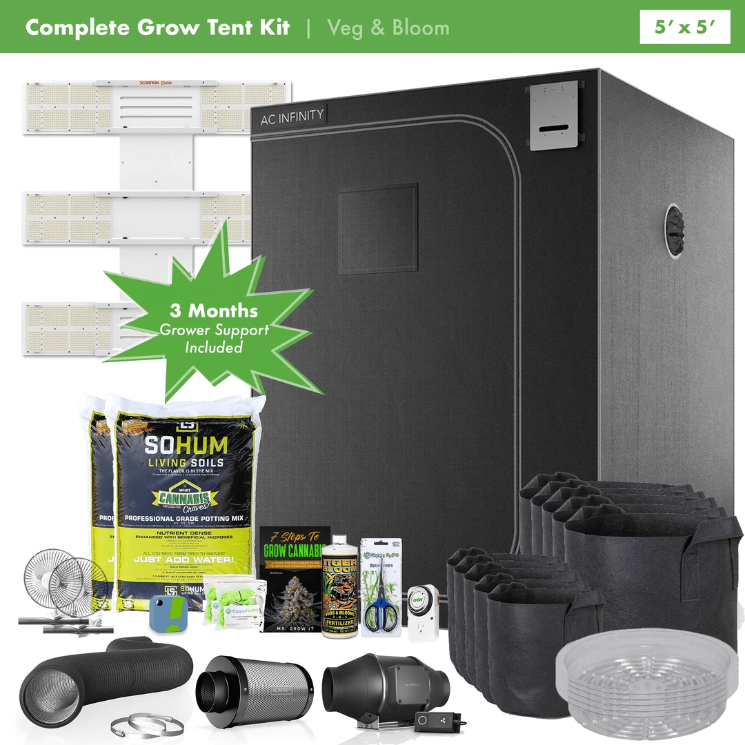 Cheapest 👍 Happy Hydro Beginner Complete Grow Tent Kit | HLG Scorpion Diablo LED | 5’ X 5’ 😀 1 Happy Hydro Beginner Complete Grow Tent Kit | HLG Scorpion Diablo LED | 5’ X 5’